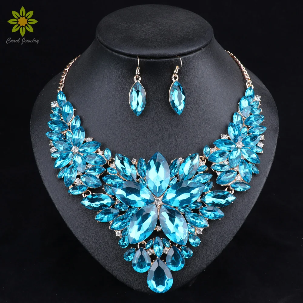 Fashion Crystal Jewelry Sets Bridal Necklace Earrings Sets Wedding Party Jewelery Dress Jewellery Decoration Accessories bridal jewelry sets,crystal jewelry sets