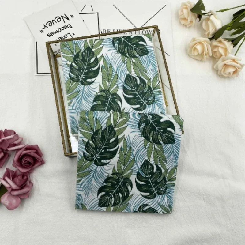 Colourful Printed Napkins 2 Layers of Green Leaves Square Paper Napkins Disposable Decorative Table Setting Coffee Shop