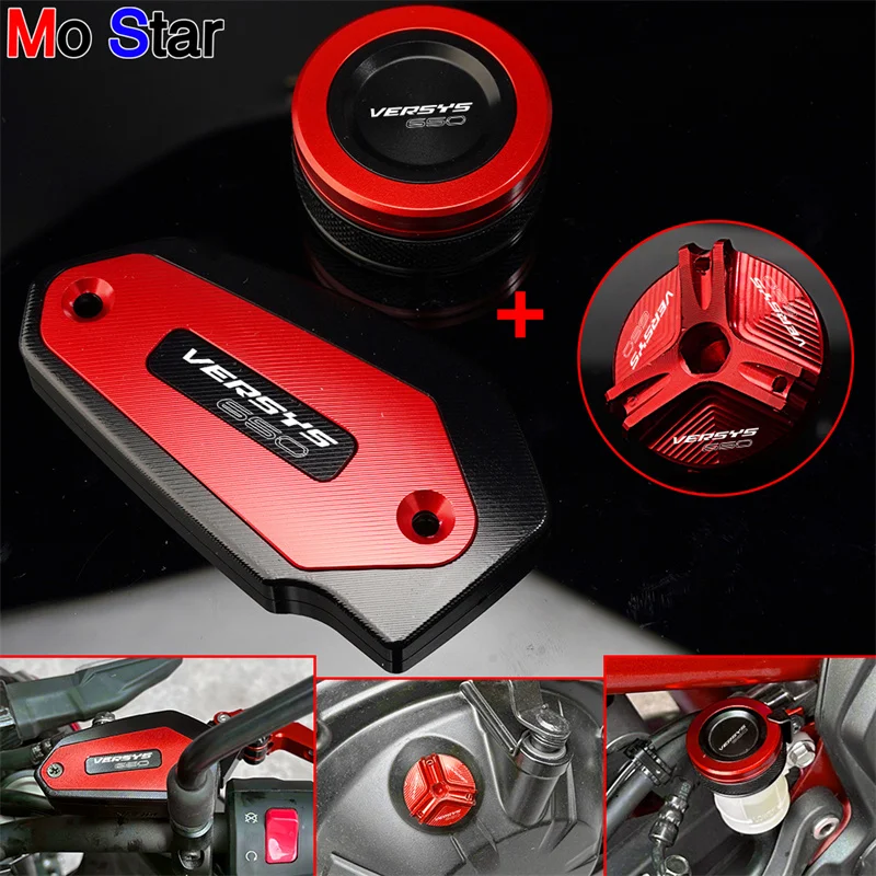 

VERSYS650 Accessories Motorcycle Rear Front Brake Fluid Covers and Oil Filler Cap Protection For KAWASAKI VERSYS 650 2010-2023