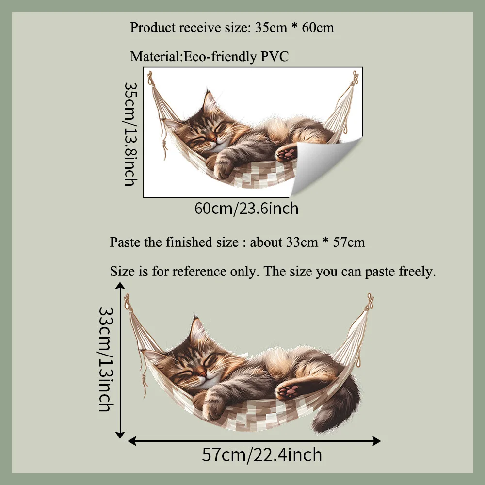 Creative Hammock Kitten Wall Stickers Kids Room Background Decor Wallpaper For Baby Bedroom Decoration Self-adhesive Home Decals wall stickers,luminous wall stickers,vinyl decal stickers,children room decoration