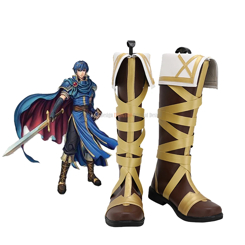 Marth Boots Cosplay Fire Emblem Marth Scarpe Cosplay Stivali In Pelle Su Misura Per Unisex