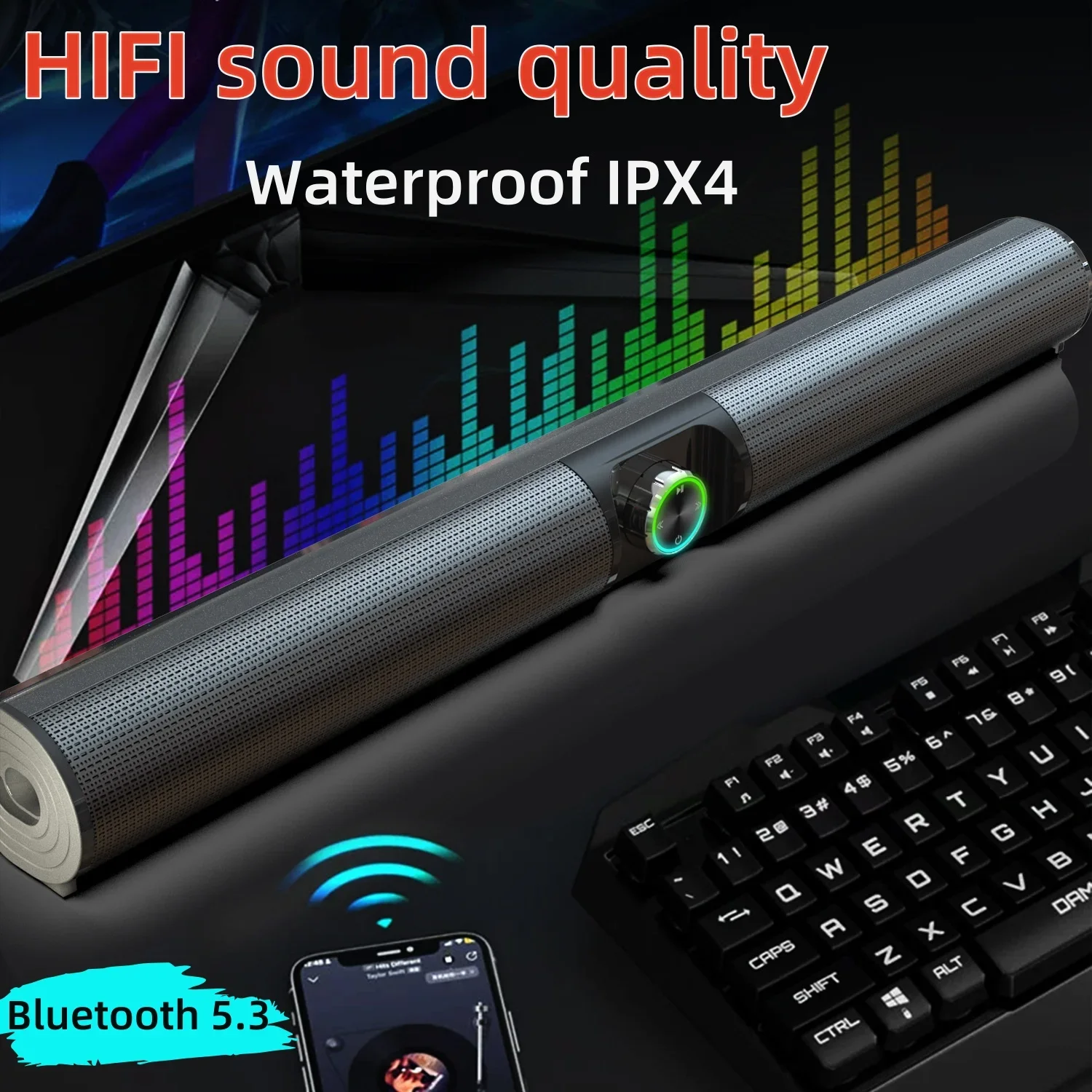 

HIFI TV Computer soundbar Wireless Bluetooth Speakers portable Home theater Desktop sound column super bass with FM Radio/TWS/TF