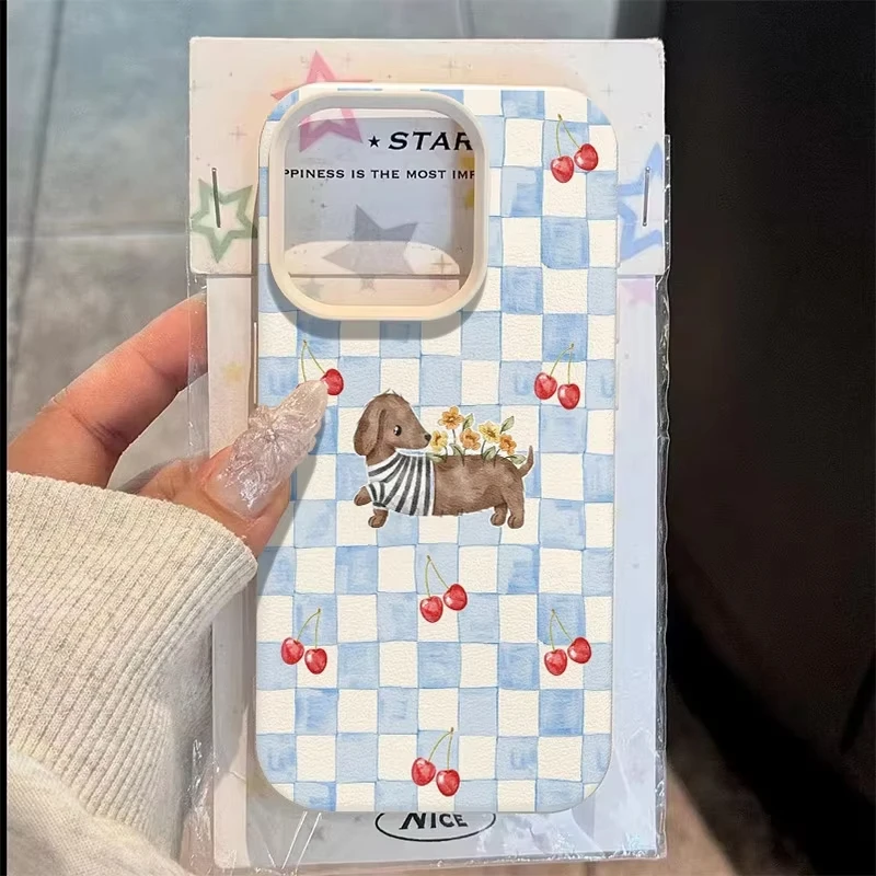 Striped Dachshund Cherry Blossom Soft Silicone Phone Case Cover