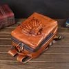 Vintage Leather Men's Backpack Male Laptop Shoulder Bag Men Large Capacity Travel Backpacks Cowhide Schoolbag Indian Cow Leather 4