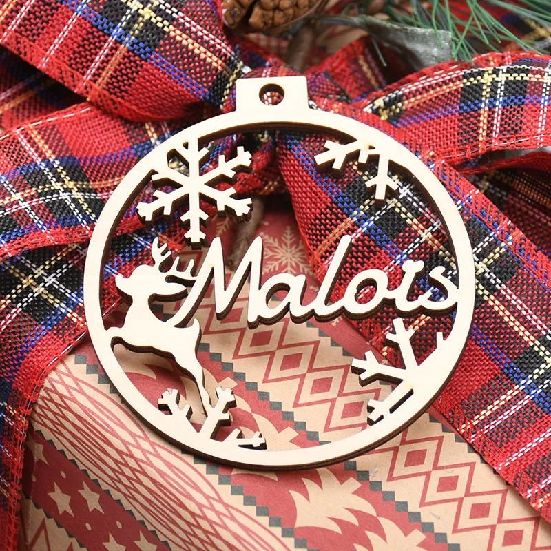 Wooden name ornament Custom-Made Name Christmas Wood Bauble Snowflake Ornament Ball