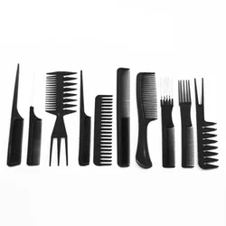 Barber Hairdressing Multifunction Anti-static Detangler Comb Set (10pcs black set)