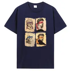Men's Mutant Turtle Graphic Tee - Humorous Cotton Short Sleeve T-Shirt - S (Navy)