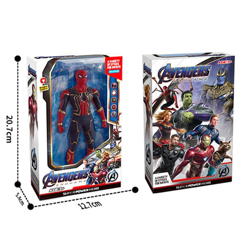 Marvel Spider Man Model Kit Hulk Iron Man Anime Toys PVC Activity Splices Luminous Doll Series Boy Children Birthday Gift