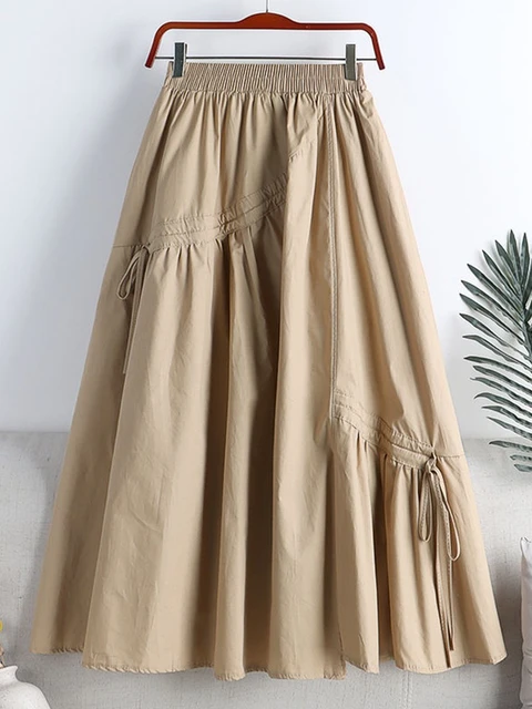 Faldas informales de Estilo Vintage para mujer, faldas largas holgadas y cómodas que combinan con todo, Color D404, 2022 _ - AliExpress Mobile