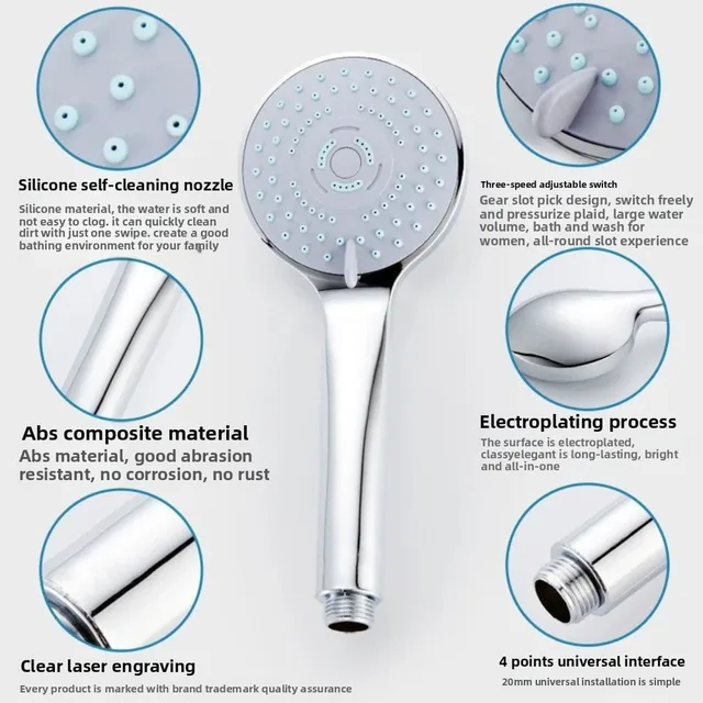 1PC soffione doccia a pioggia vasca da bagno pressurizzata doccetta 5 modalità ugello universale alto flusso d'acqua risparmia acqua accessori per doccia 5