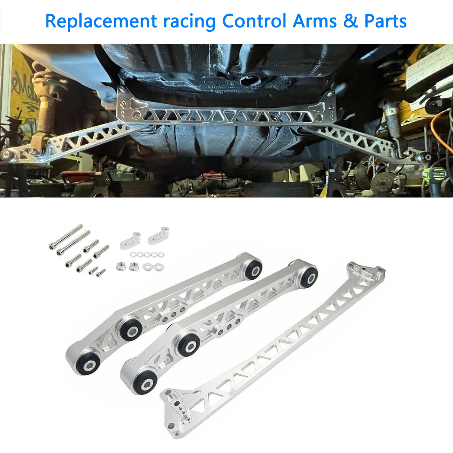 Billet Machined Suspension Upgrade Kit  For 92-95 Honda Civic EG Rear Lower Control Arms + Subframe Brace Billet