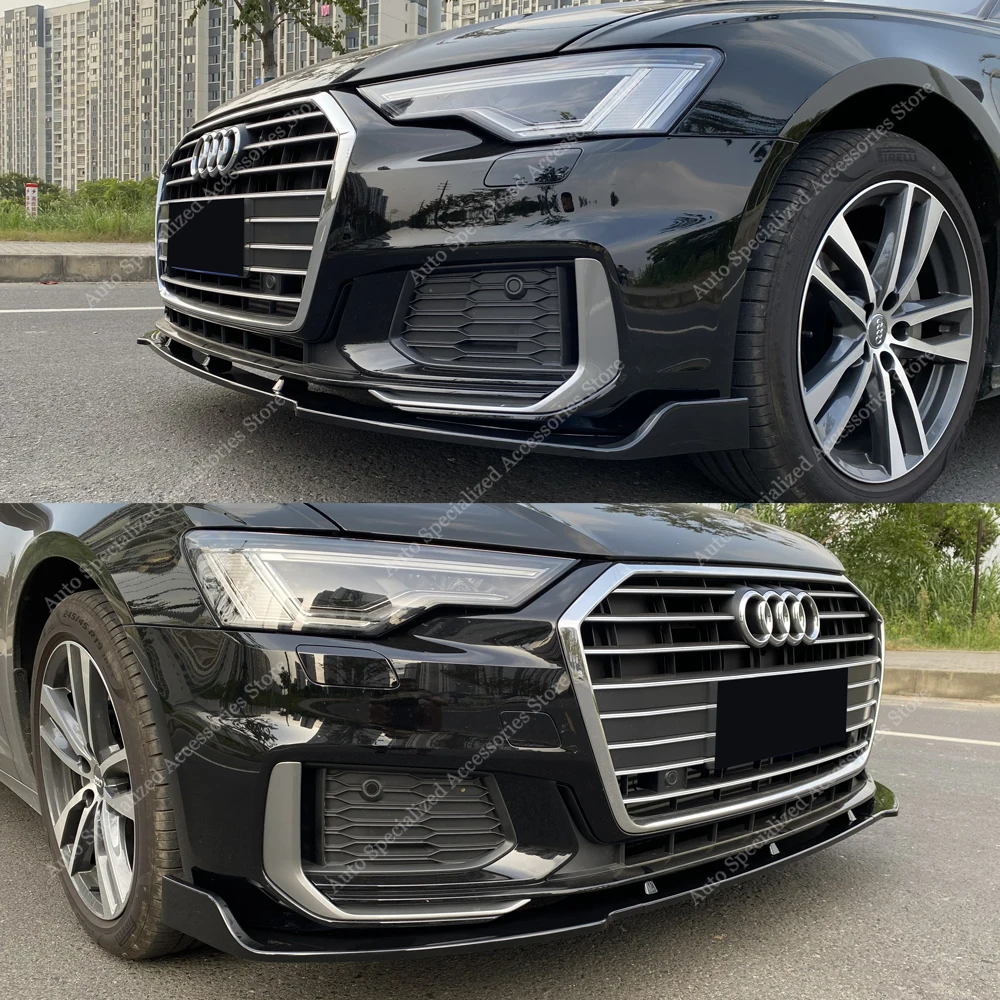 

3Pcs Car Front Bumper Lip Spoiler Splitter Diffuser For Audi A6 S6 C8 4A TFSI TDI S-Line 2019-2022 Pre-Lci Bodykits Tuning