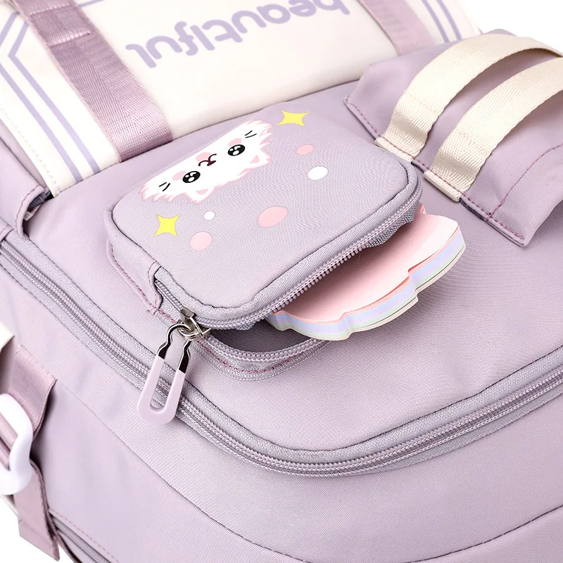 2024 Kitten print Primary School Backpack 1-6 Grade Cute Colorful School Bags For Girls Waterproof Large Capacity Schoolbags sac 2