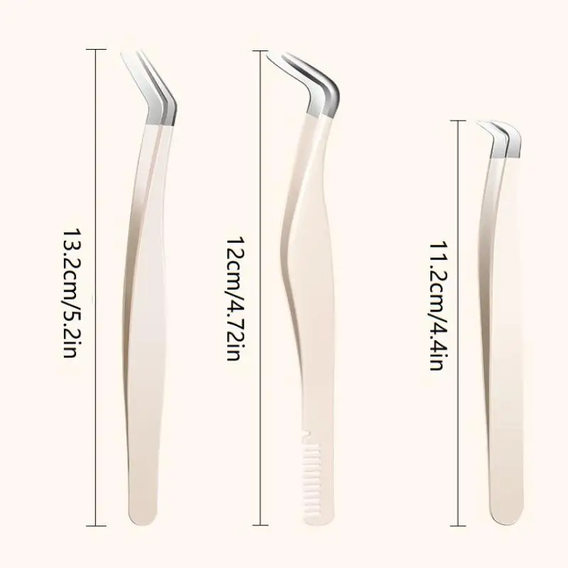 스테인레스 스틸 속눈썹 핀셋 빗이 있는 인조 속눈썹 적용 도구 속눈썹 연장 핀셋 소녀들을 위한 사용하기 쉬운 속눈썹 핀셋