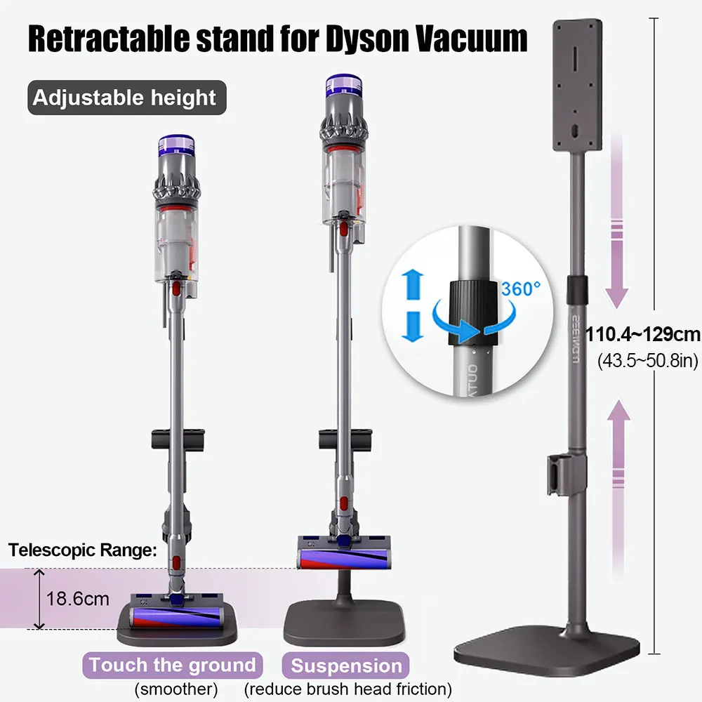 Dyson v10 v11 v15 v12用の掃除機スタンド,調整可能な高さ (110~129cm 