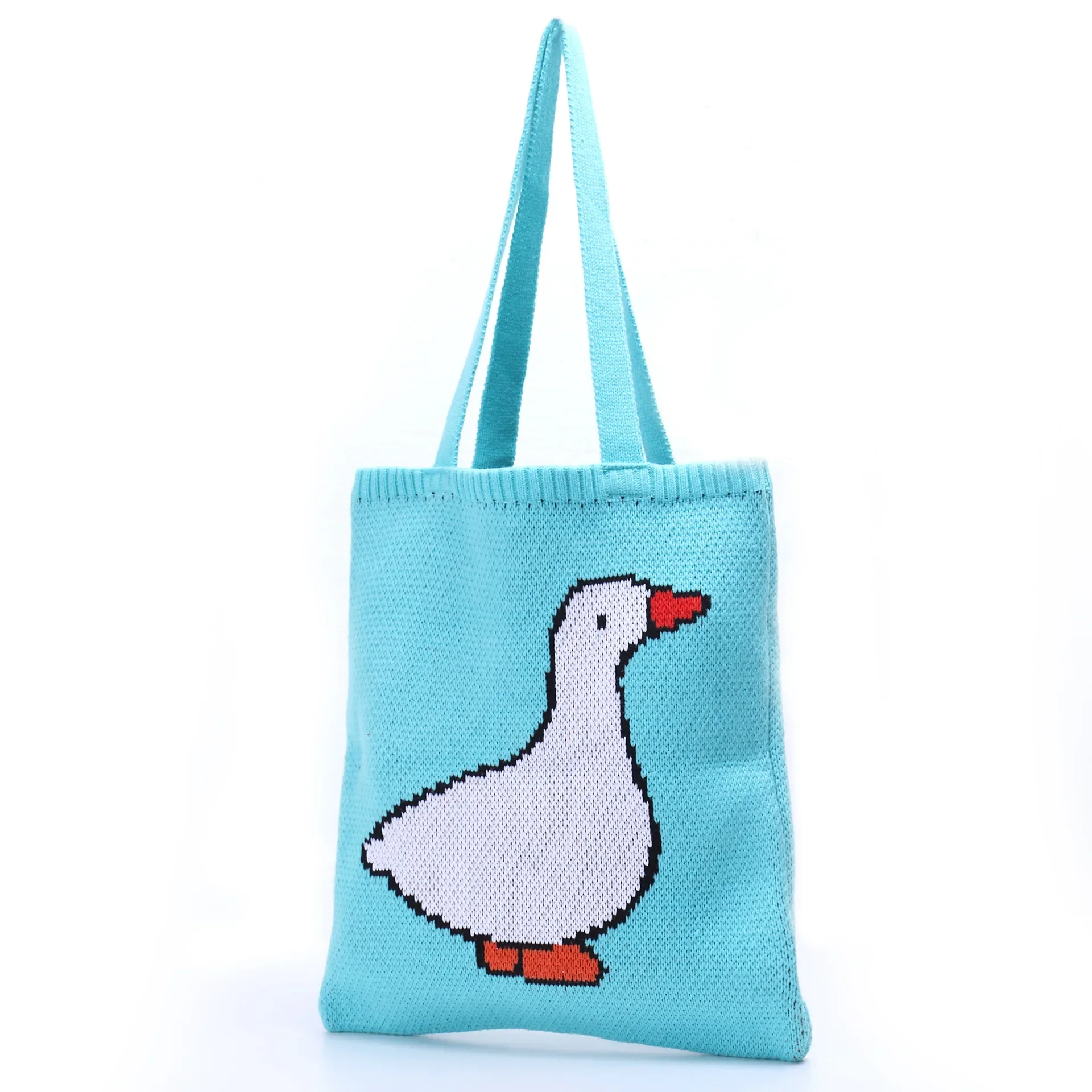 Borsa Da Shopping In Lana All'Uncinetto Alla Moda In Stile Rurale Retrò Shabby Chic Per Donna