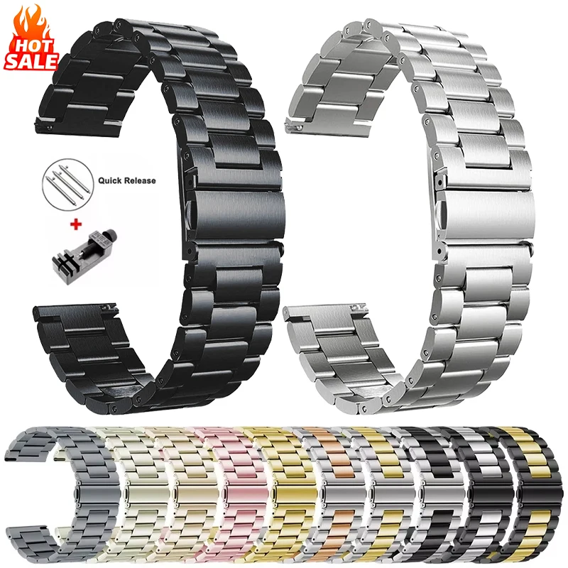 Stainless Steel Metal Watch Band, 20mm & 22mm