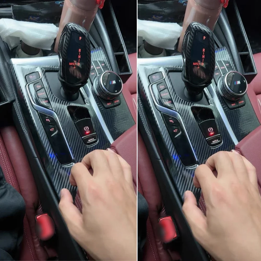BMW 5 시리즈 G30 G31 2018-23 차량용 카본 파이버 필름 인테리어 스티커 센터 콘솔 기어 대시보드 에어 도어 핸들 리프트 패널