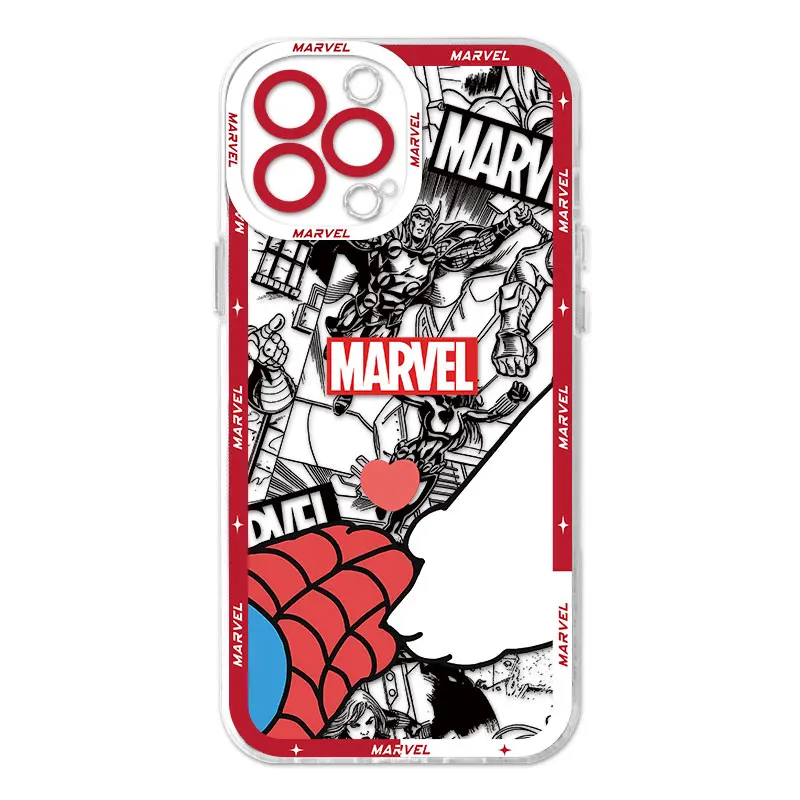 thumbnail image 1 of Marvel Spidermans funda de Hello Kitty para iPhone 15 Plus XR 13 Pro Max 7 6s 14 Pro 12 Mini X XS 8 SE 11 bolsa transparente suave, 1 of 5