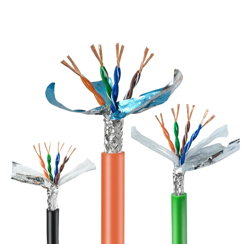 Cabo Ethernet Industrial Super Cat5e Cat6e Cat7e Cabo de Rede Flexível Núcleo Núcleo Duplo Fio Blindado Sinal Stp Utp