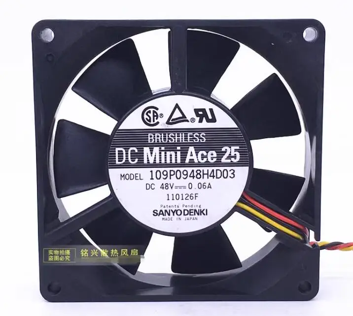 

Sanyo Denki 109P0948H405 DC 48V 0.06A 90x90x25mm 3-Wire Server Cooling Fan