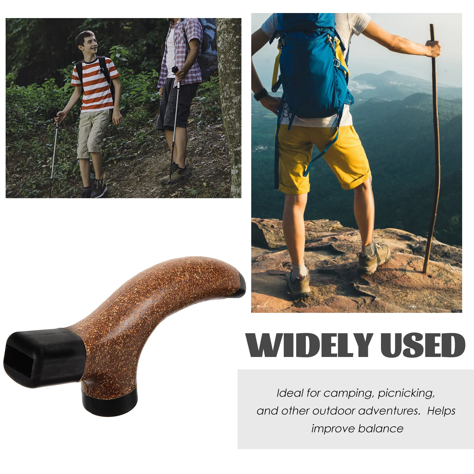 Wood Trekking Pole Handle Outdoor Hiking Pole Grip Replaceable Handle Walking Stick