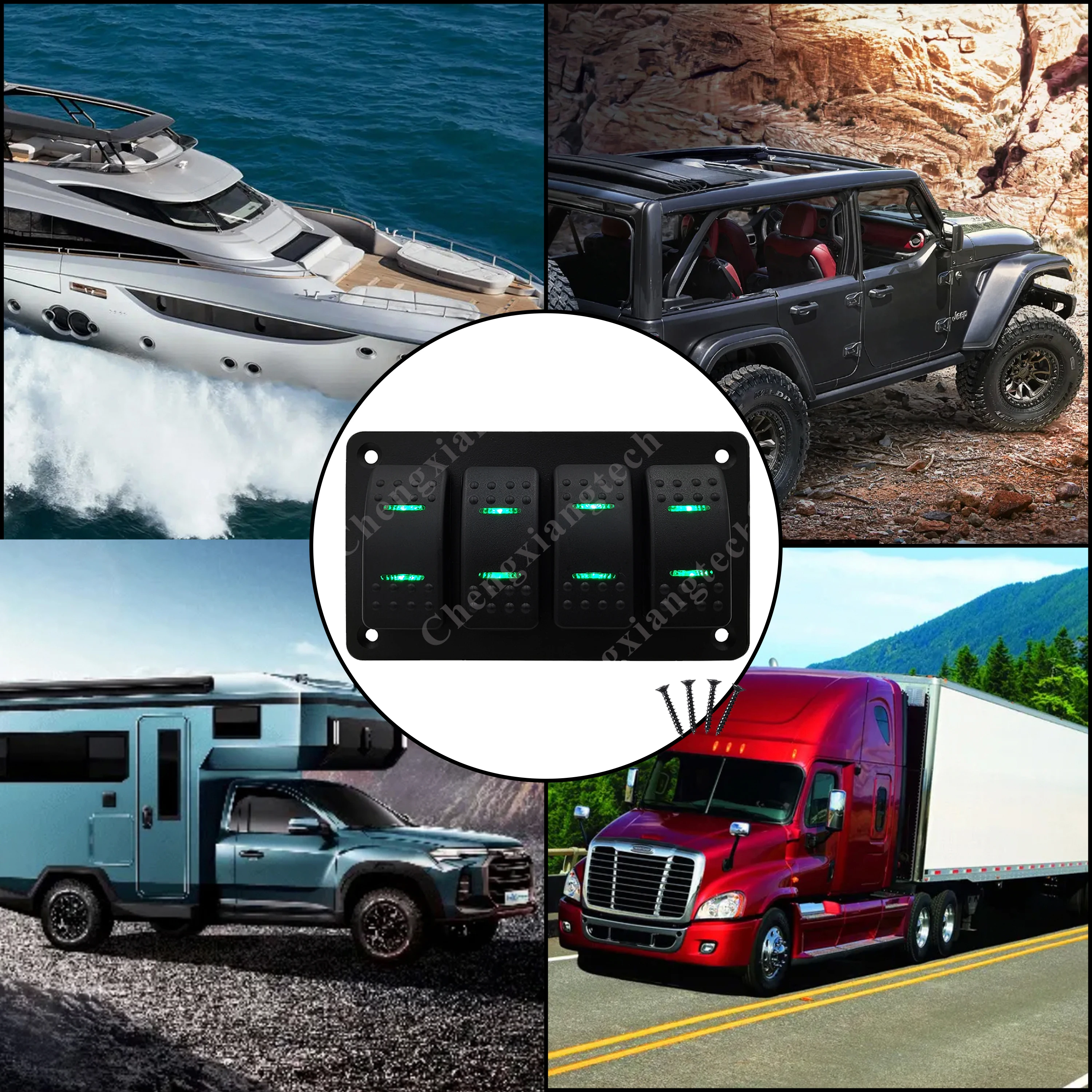 Boat Switches AutoEC 6Pcs Rocker Switch 12V 24V ON/Off Toggle Blue ...