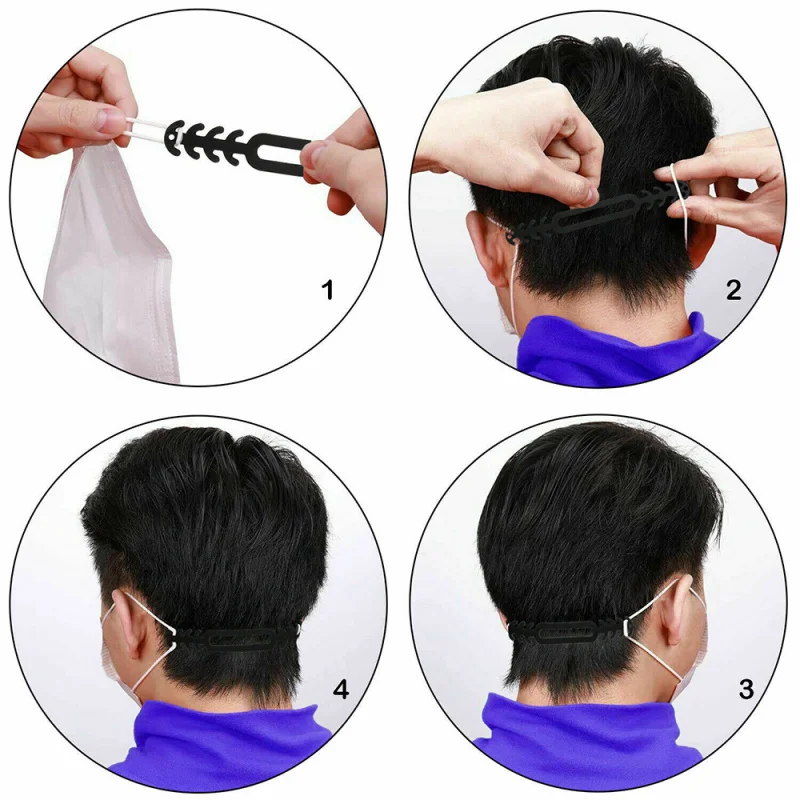 Gros plan sur le crochet réglable en silicone, anti-douleur pour les oreilles