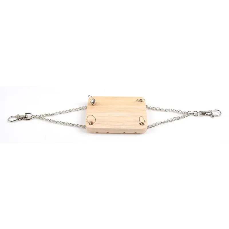 1Pcs Pet Toy Hamster Toys Bell Swing Hammock Wooden Small Pet Parrot Platform Suspended Wooden Suspension Bridge Guinea Pig Toys