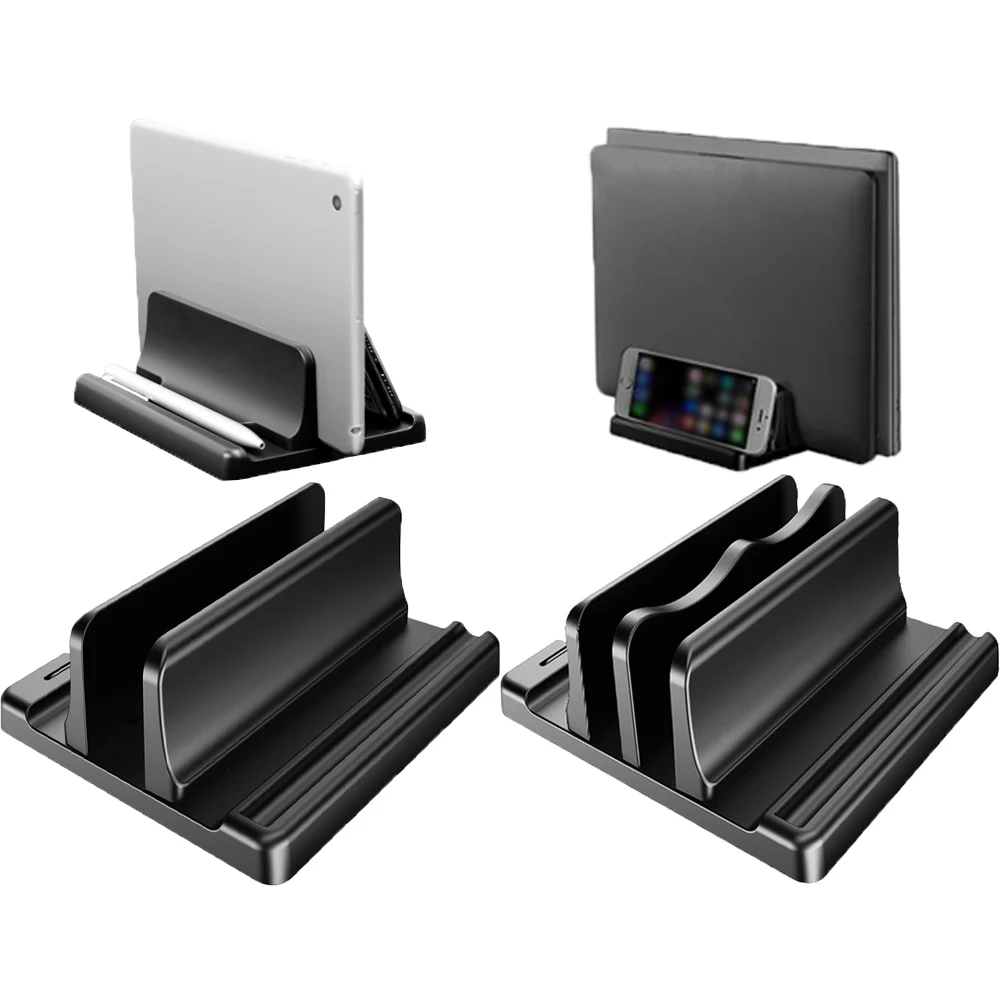 Space-Saving Adjustable Vertical Laptop Stand and Desktop Organizer