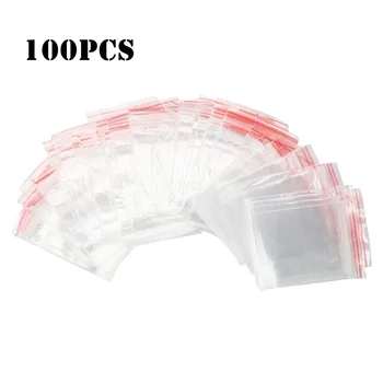 100 pièces sac en plastique Transparent Mini pochette de rangement scellée transparente sac de scellage multifonctionnel réutilisable pour bijoux perles vitamines 1