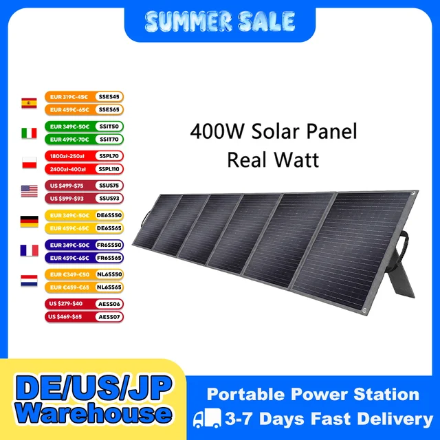 Panneau solaire pliable SOLARPLAY 400W, module solaire haute efficacité, chargeur solaire avec sortie solaire pour camping-car, hors réseau, bateau, maison, camping 1