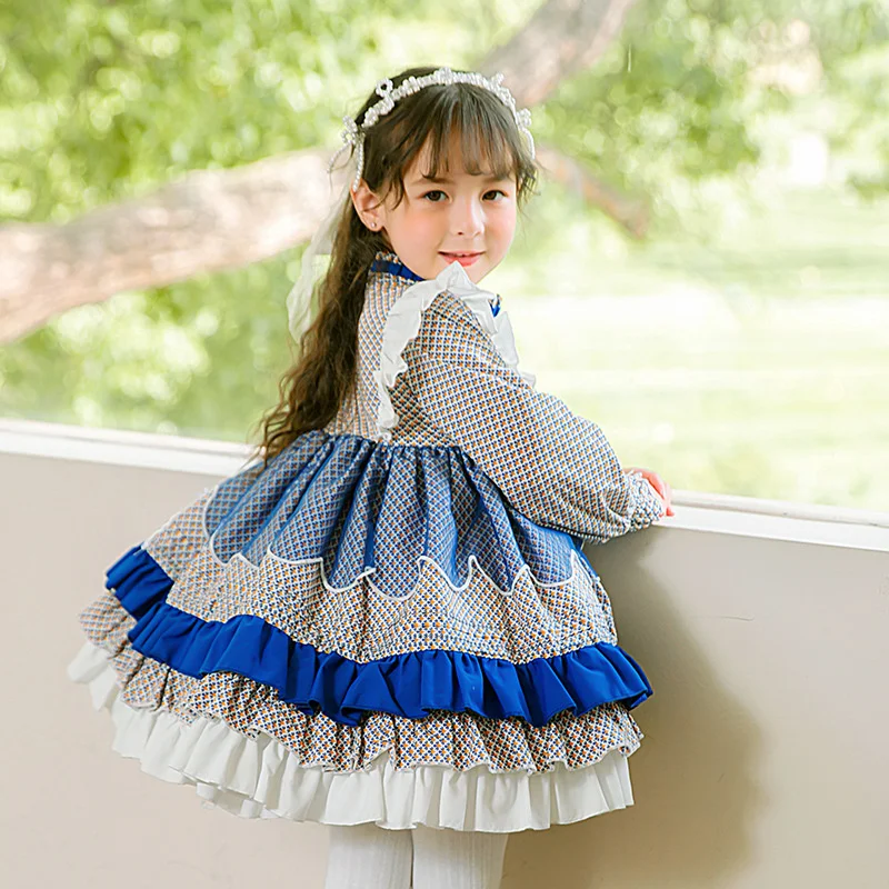 Lolita Children's Skirt Autumn New Girls Lolita Long Sleeve Floral Dress High Color