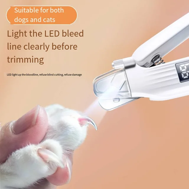 Pet Nail Clipper Trimmer with LED Light USB Rechargeable Electric Nail Clipper Display Nail Grinder Prevent Injury Low Noise 3