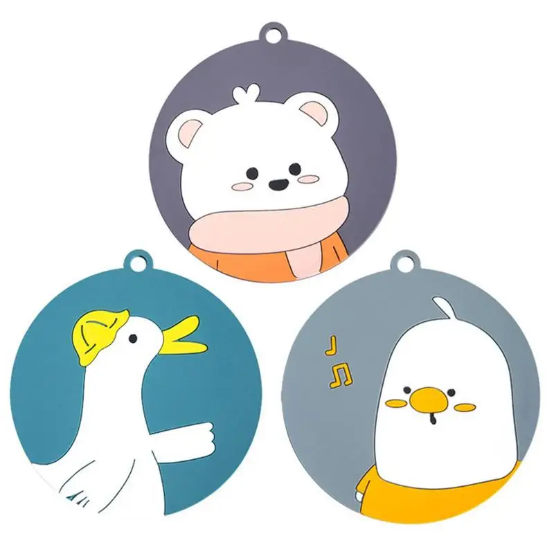 

Круглые подставки, милые подставки, набор из 3 милых подставок для стола, моющиеся Нескользящие термостойкие коврики для кухонного стола