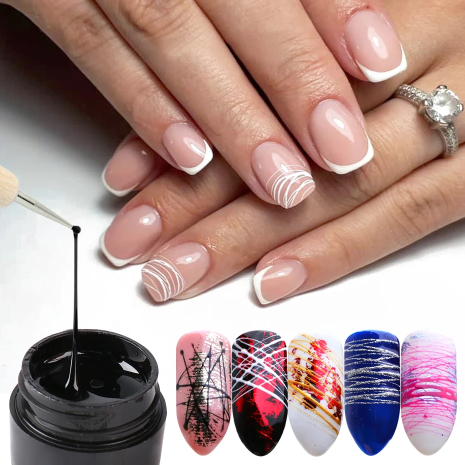 1pcs Spider Gel Nail Art Creative Drawing Painting Uv Gel Lacquer Lining  Wire Black White Halloween Soak Off Varnish Ji1615-2 - Nail Gel - AliExpress