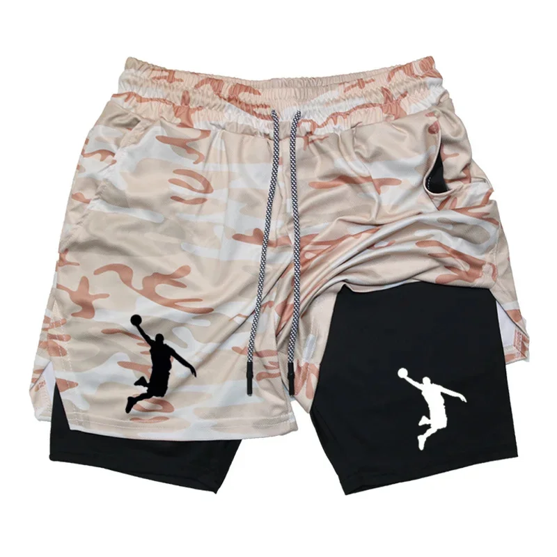 Basketball Sport Short Doubledecker Men Mesh Tightfitting Shorts Summer Gym Workout