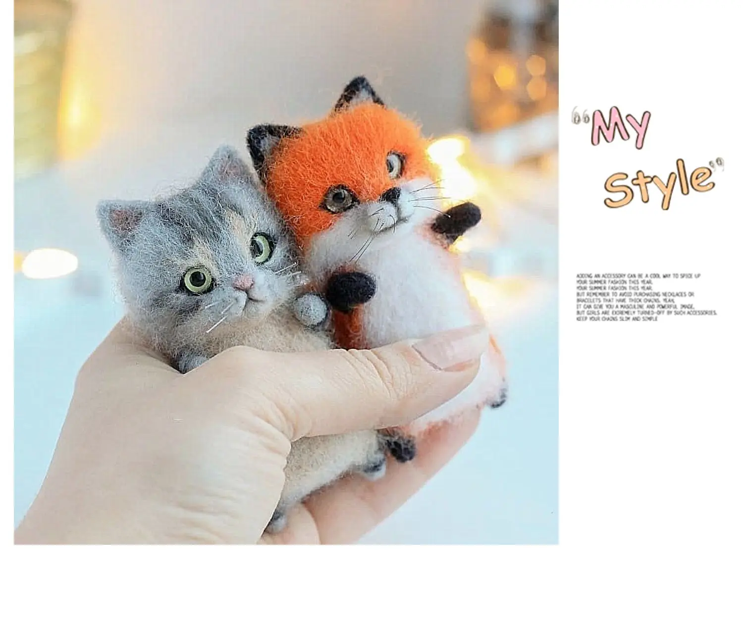 Kitten Wool Felt Poke Poke Handmade Toys Diy Material Kits Felt Dolls Creative Handmade Cute Kitty Brooch