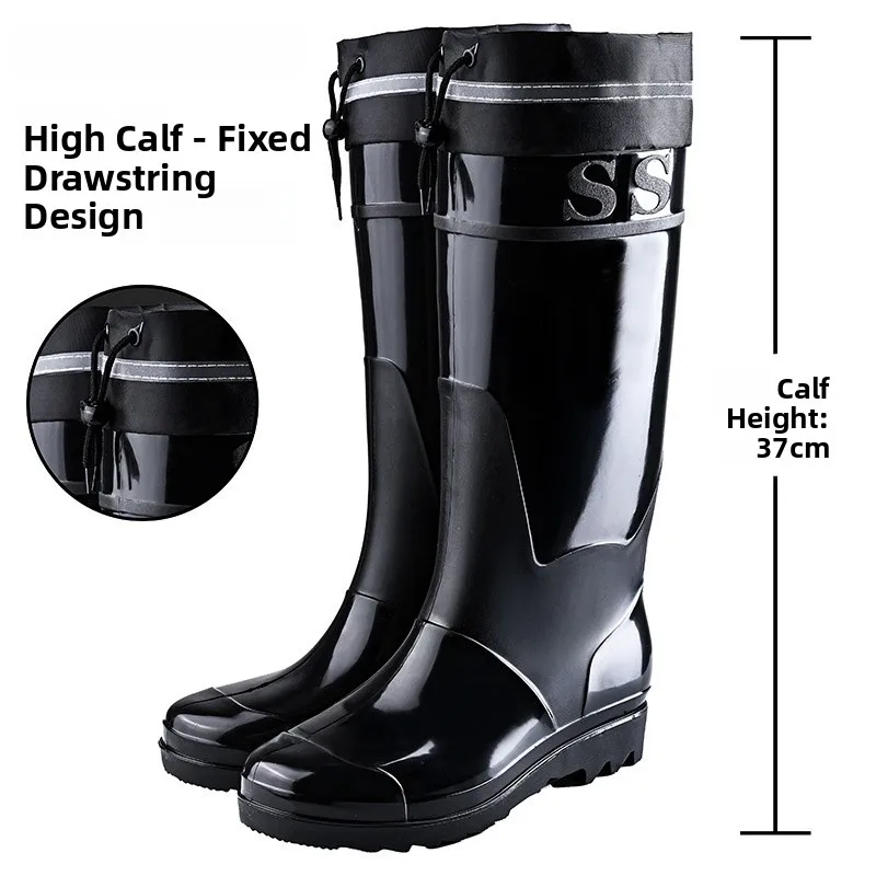 Bottes de pluie homme haut tube imperméables anti-dérapage doublure polaire chaudes pêche extérieur