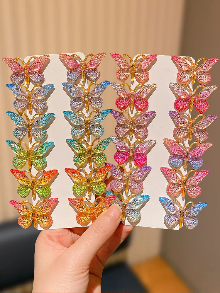 24 Stück bunte Schmetterlings-Haarspangen, niedliche Mädchen-Haaraccessoires, perfekt für Schulausflüge, Geburtstage, Zuhause, Entspannung, passend dazu – Detail 1