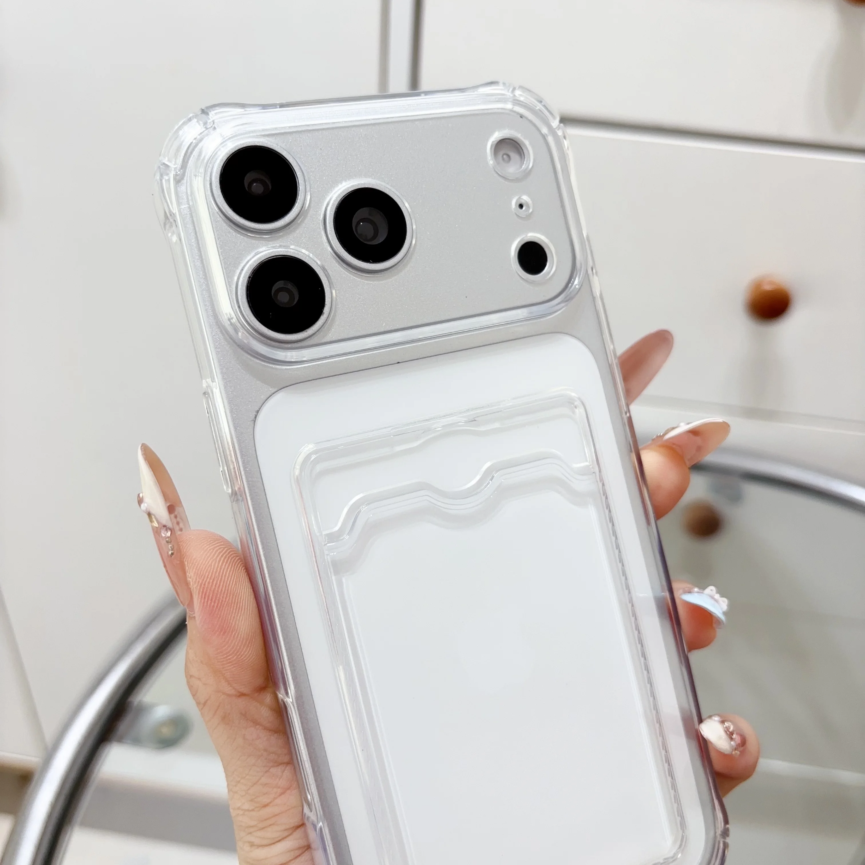 Clear Card Slot Pocket Shockproof Soft Phone Case
