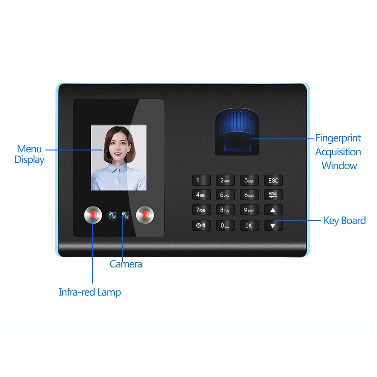 5 pcs Intelligent Attendance Machine Face Fingerprint Password Recognition Mix Biometric Time Clock for Employees with Voice