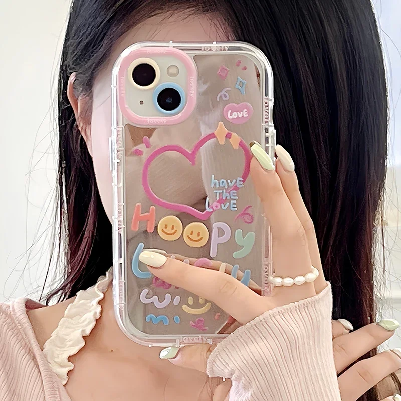 Colorful Heart Mirror Phone Case - Cute & Shockproof Back Cover
