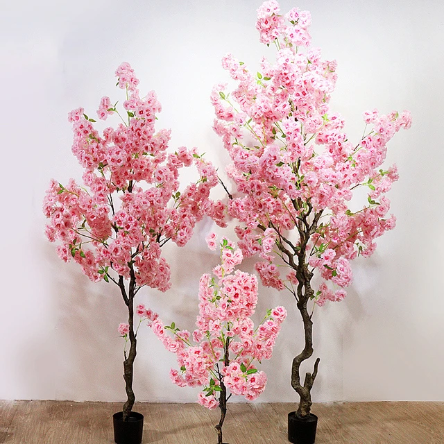 Árbol de deseos artificial, cerezos en flor de plástico, para interiores y  exteriores, hogar, oficina, fiesta, boda, hotel, árbol de cerezo falso con