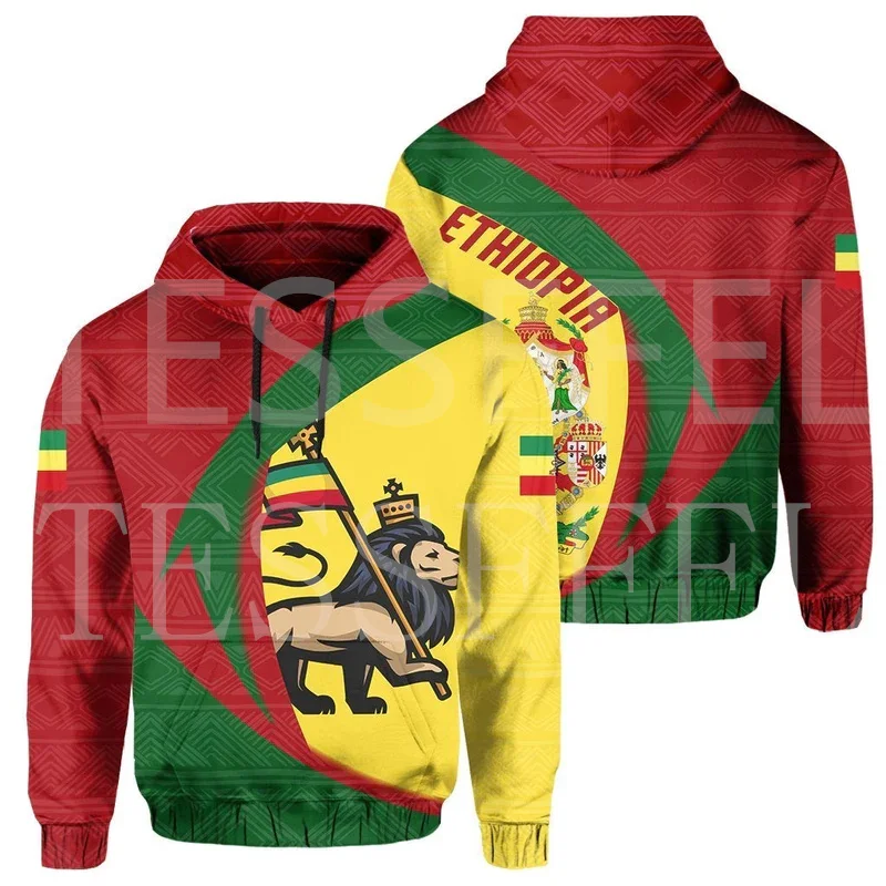 Newfashion Custom Name Etiopia Lion Africa Country Flag Tribe Tattoo Streetwear 3Dprint Casual Funny Pullover Jacket Felpe Con Cappuccio 11