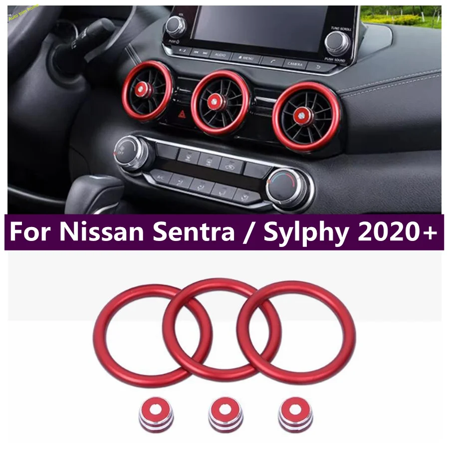 

Red Air Conditioning AC Vents Frame Cover Dashboard Air Outlet Decoration Trim Fit For Nissan Sentra / Sylphy 2020 - 2023