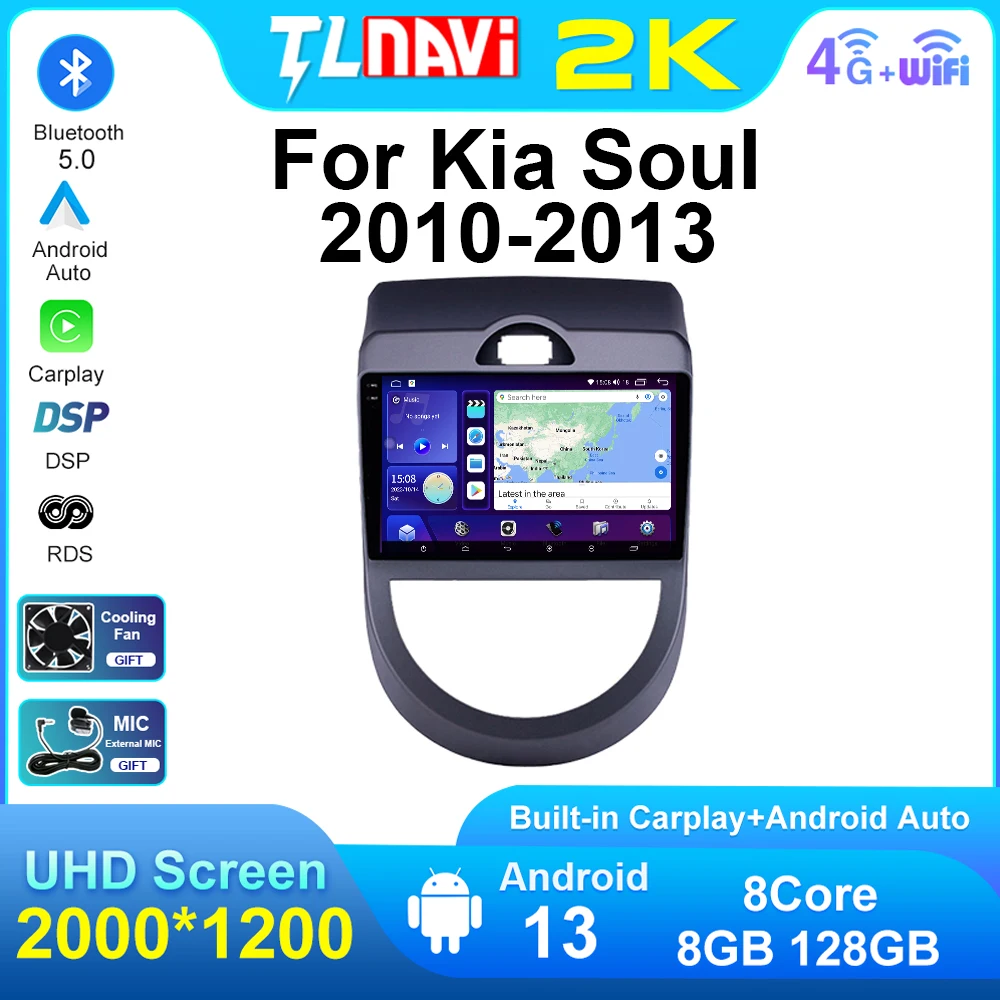 

Carplay для 2010 - 2013 Kia Soul 9 дюймов Android авто радио GPS навигация мультимедийный аудио плеер BT головное устройство