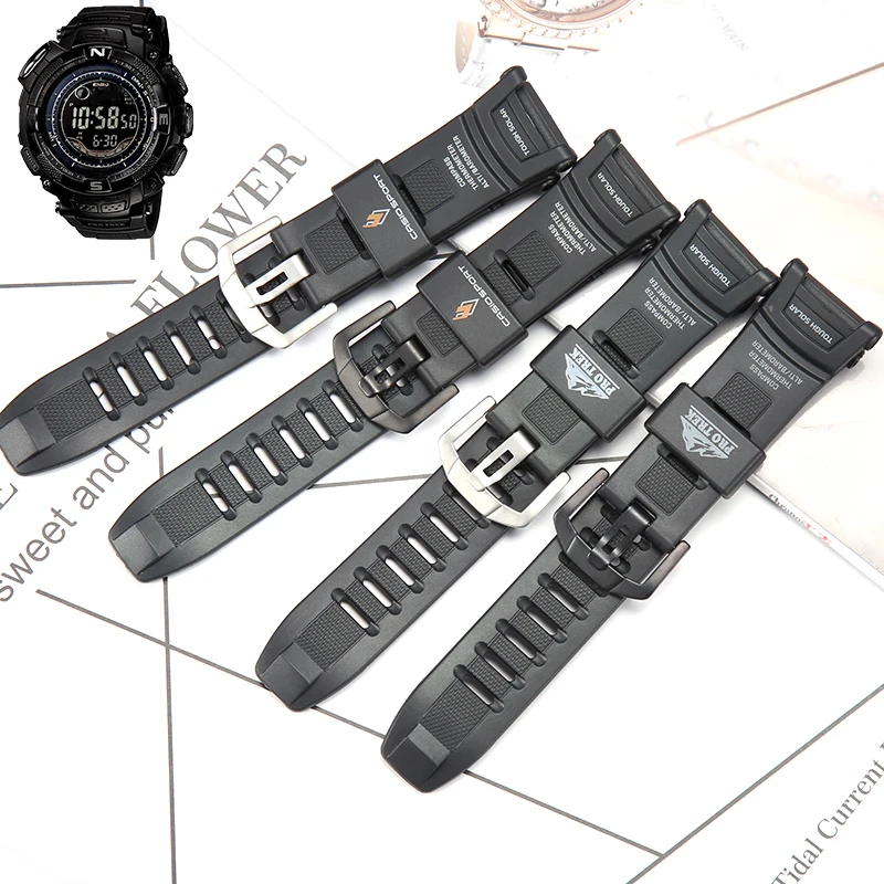 thumbnail image 2 of Correa de reloj de goma para Casio PRG-130 PRG130Y PRW-1500 Correa de reloj deportiva de resina resistente al agua para hombre Accesorios, 2 of 5