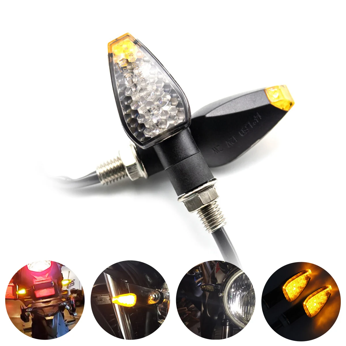 Universal LED Motorcycle Turn Signal Lights 12v Waterproof Amber Flasher Indicator Rear Tail Lamp For Motorbike Blinker Accessori
