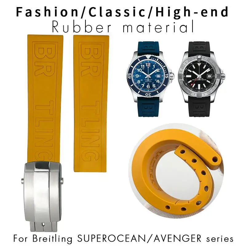 Pcavo 20Mm 22Mm 24Mm Cinturino Per Orologio In Gomma Accessori Per Cinturino Impermeabile Breitling Avenger Heritage Superocean Sports